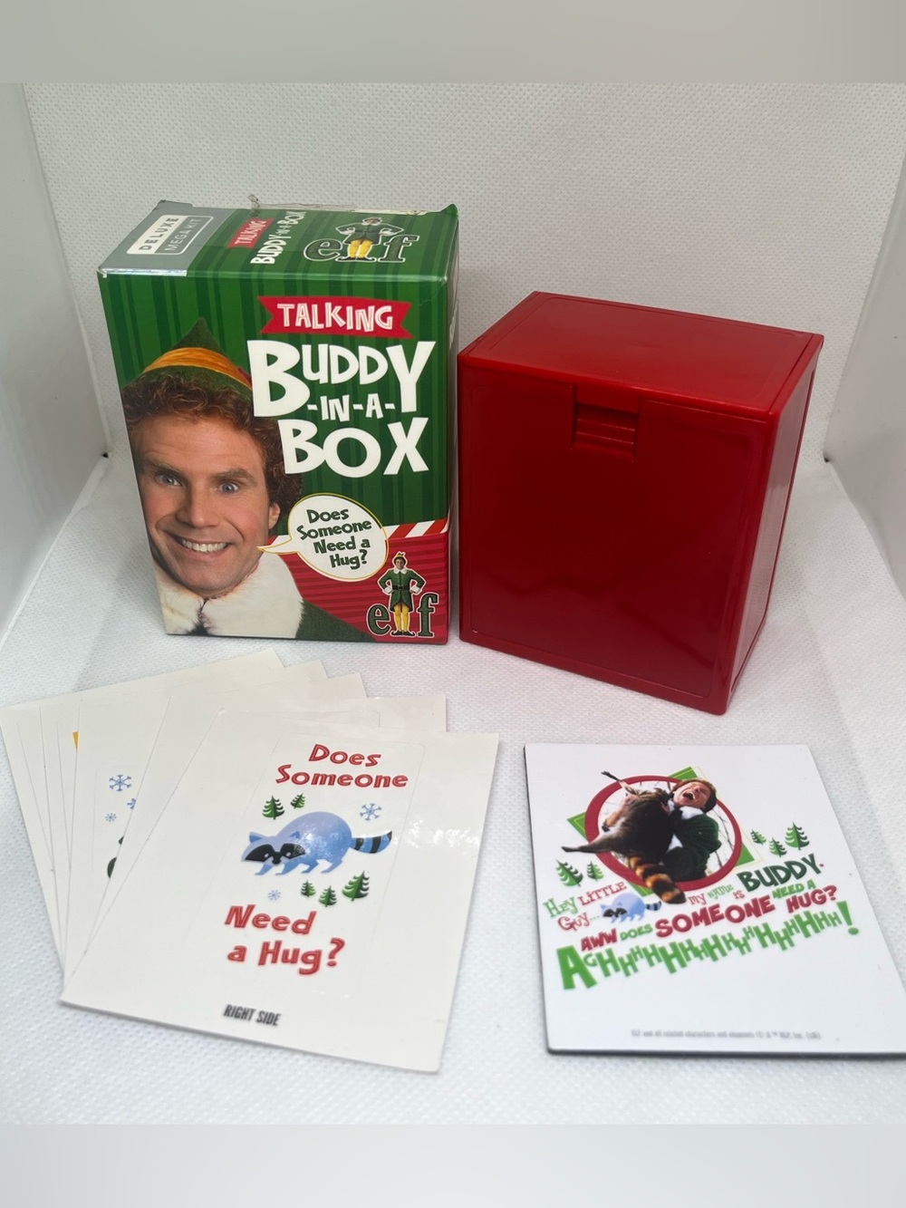 Talking Buddy-in-a-Box Elf Movie “Does somebody need a hug?”